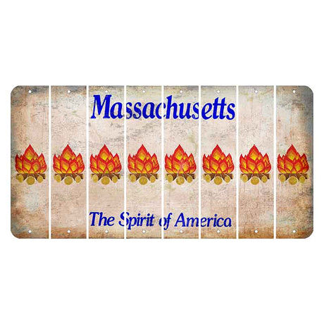 Massachusetts Spirit of America Cut License Plate Strips (Set of 8) Campfire