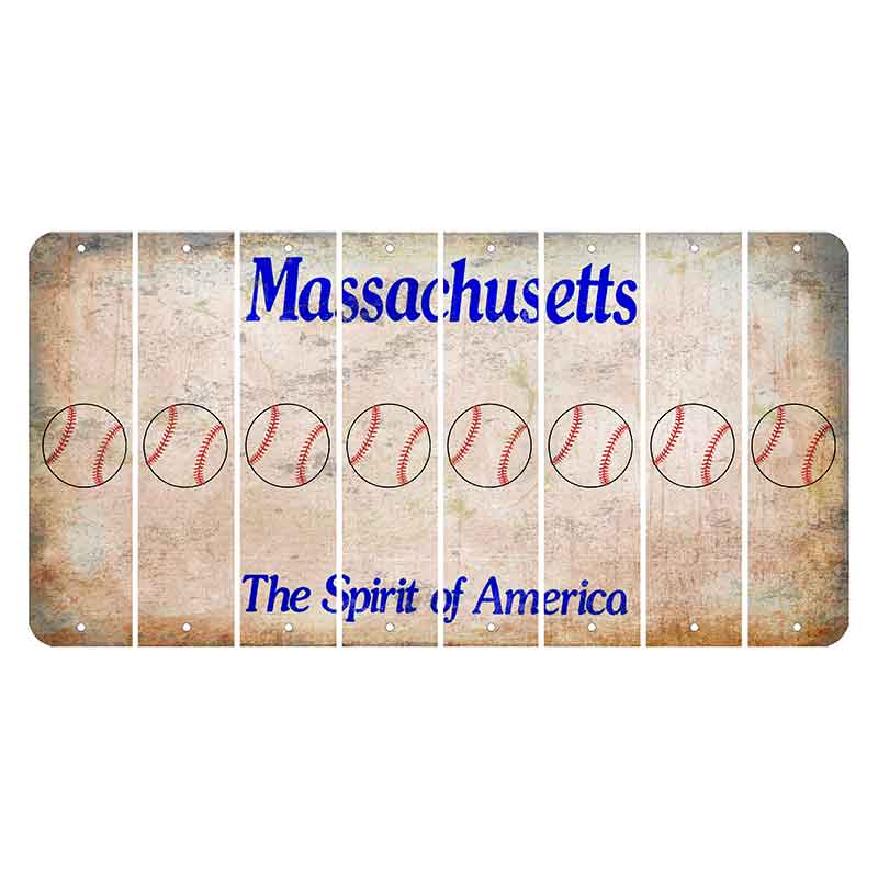 Massachusetts Spirit of America Cut License Plate Strips (Set of 8) Baseball