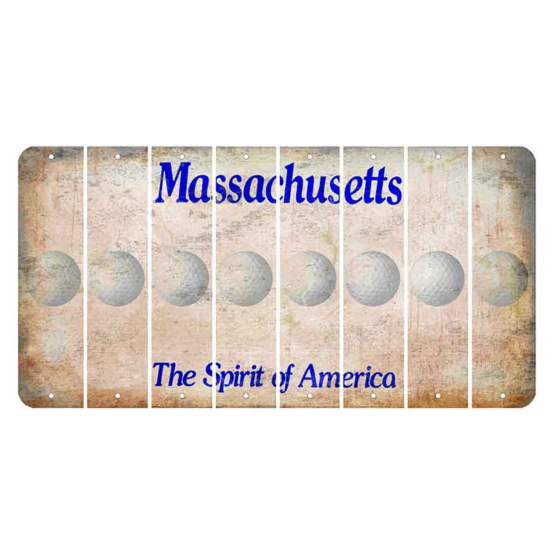 Massachusetts Spirit of America Cut License Plate Strips (Set of 8) Golfball