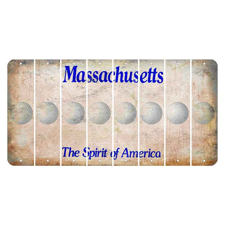 Massachusetts Spirit of America Cut License Plate Strips (Set of 8) Golfball