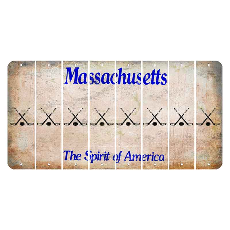 Massachusetts Spirit of America Cut License Plate Strips (Set of 8) Hockey