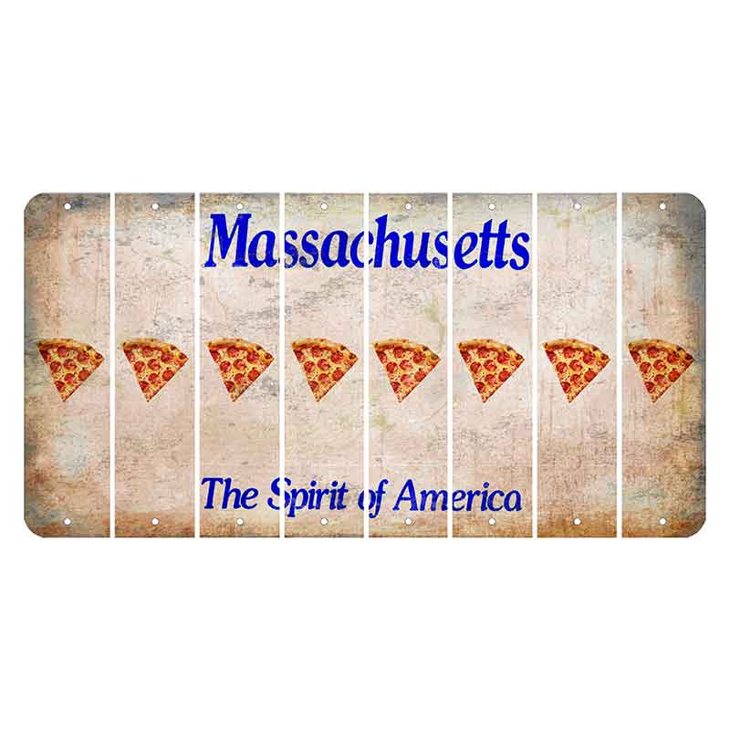 Massachusetts Spirit of America Cut License Plate Strips (Set of 8) Pizza