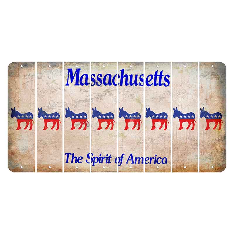 Massachusetts Spirit of America Cut License Plate Strips (Set of 8) Democrat