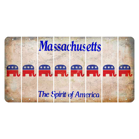 Massachusetts Spirit of America Cut License Plate Strips (Set of 8) Republican