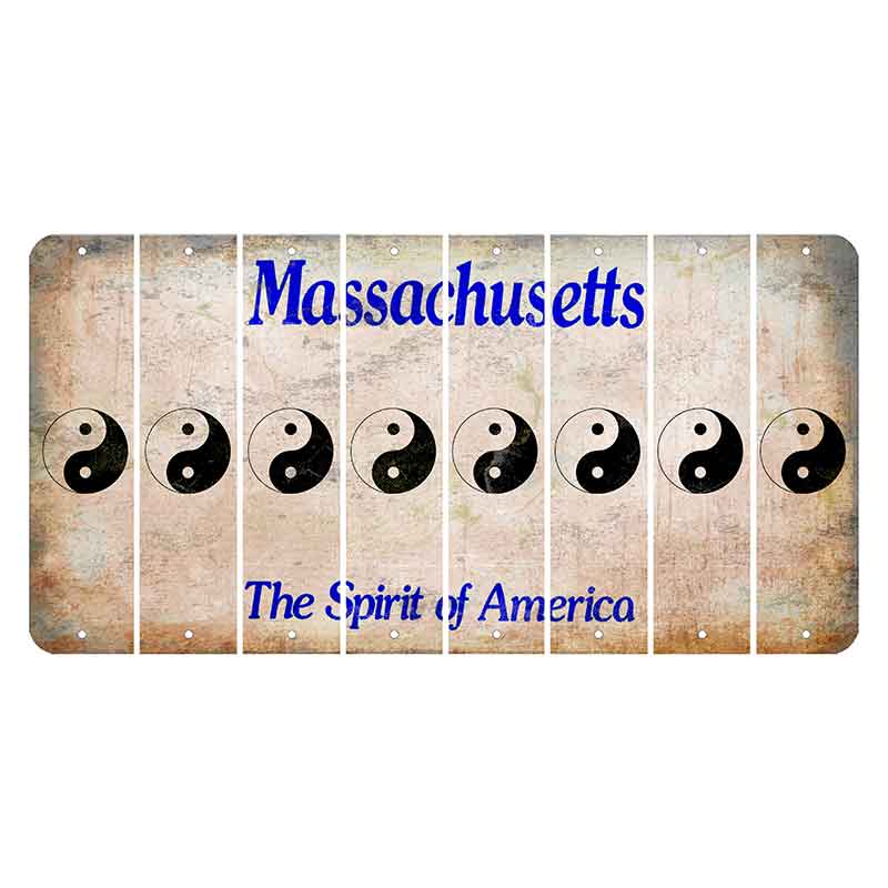 Massachusetts Spirit of America Cut License Plate Strips (Set of 8) Yin Yang