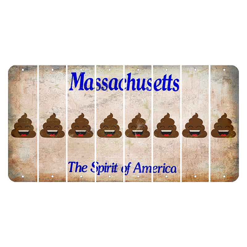 Massachusetts Spirit of America Cut License Plate Strips (Set of 8) Emoji - Poop