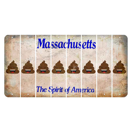 Massachusetts Spirit of America Cut License Plate Strips (Set of 8) Emoji - Poop