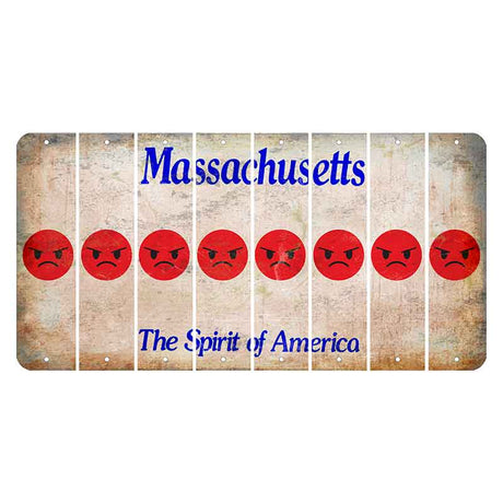 Massachusetts Spirit of America Cut License Plate Strips (Set of 8) Emoji - Angry