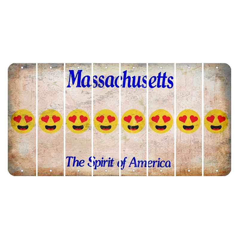 Massachusetts Spirit of America Cut License Plate Strips (Set of 8) Emoji - Heart Eyes