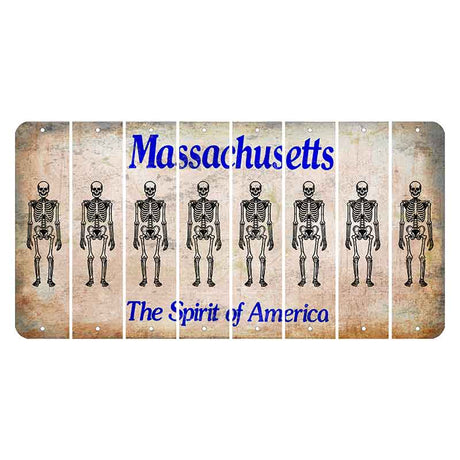 Massachusetts Spirit of America Cut License Plate Strips (Set of 8) Skeleton