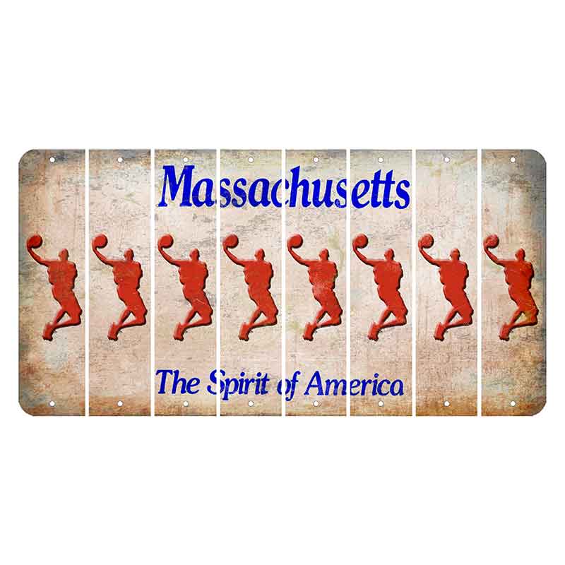 Massachusetts Spirit of America Cut License Plate Strips (Set of 8) Basketball Player