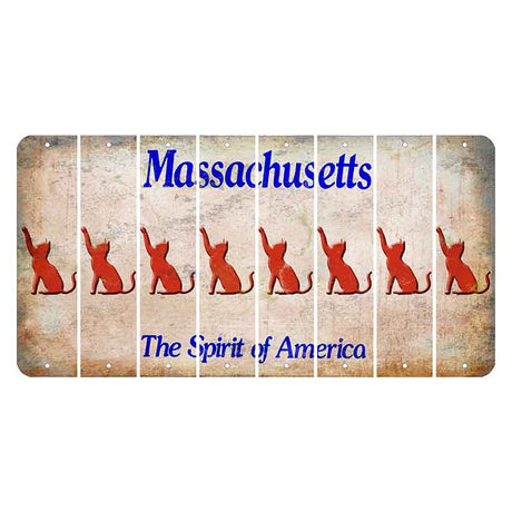 Massachusetts Spirit of America Cut License Plate Strips (Set of 8) Cat