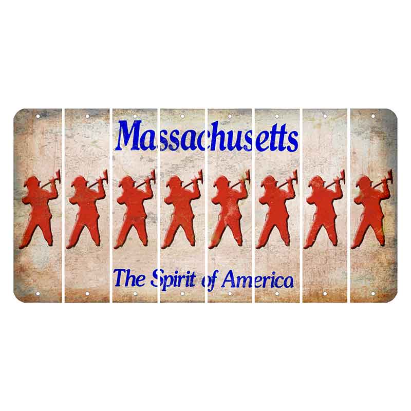 Massachusetts Spirit of America Cut License Plate Strips (Set of 8) Fireman with Axe