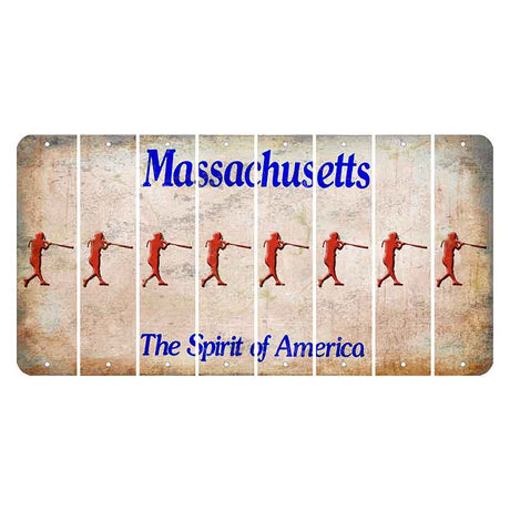 Massachusetts Spirit of America Cut License Plate Strips (Set of 8) Softball Batter