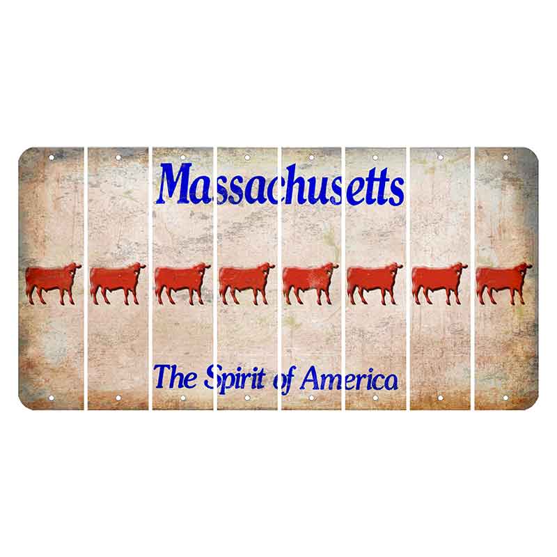 Massachusetts Spirit of America Cut License Plate Strips (Set of 8) Dairy Cow