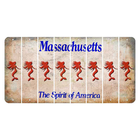 Massachusetts Spirit of America Cut License Plate Strips (Set of 8) Mermaid