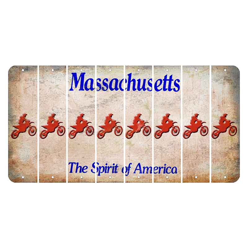 Massachusetts Spirit of America Cut License Plate Strips (Set of 8) Dirtbike Rider