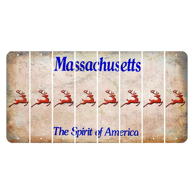 Massachusetts Spirit of America Cut License Plate Strips (Set of 8) Reindeer