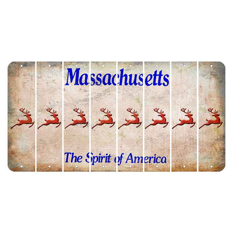 Massachusetts Spirit of America Cut License Plate Strips (Set of 8) Reindeer