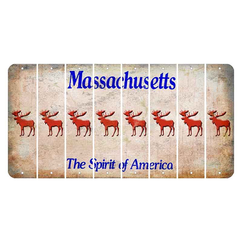 Massachusetts Spirit of America Cut License Plate Strips (Set of 8) Moose