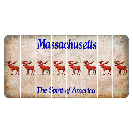 Massachusetts Spirit of America Cut License Plate Strips (Set of 8) Moose