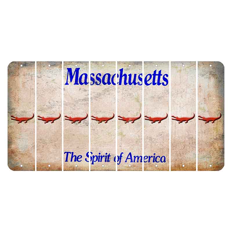 Massachusetts Spirit of America Cut License Plate Strips (Set of 8) Alligator