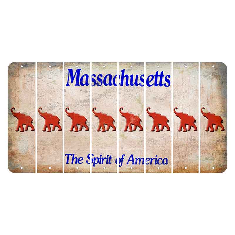 Massachusetts Spirit of America Cut License Plate Strips (Set of 8) Elephant