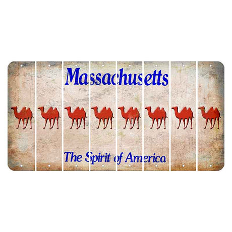 Massachusetts Spirit of America Cut License Plate Strips (Set of 8) Camel