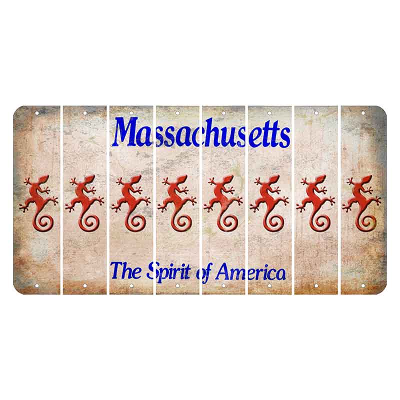 Massachusetts Spirit of America Cut License Plate Strips (Set of 8) Gecko