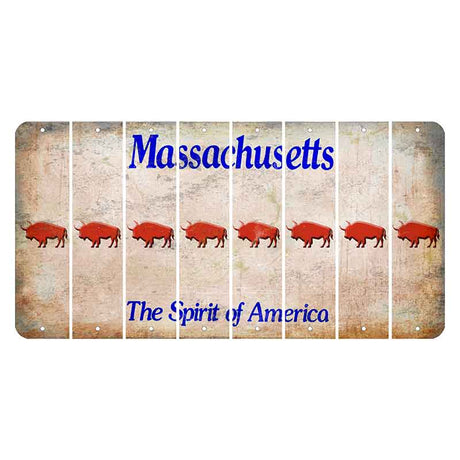 Massachusetts Spirit of America Cut License Plate Strips (Set of 8) Buffalo