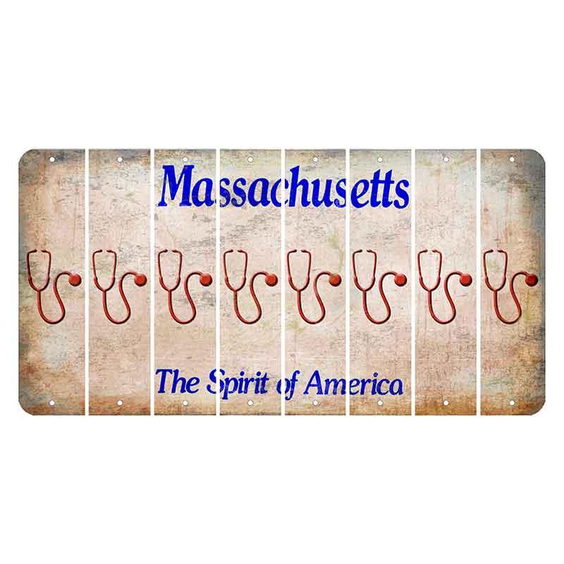 Massachusetts Spirit of America Cut License Plate Strips (Set of 8) Stethoscope