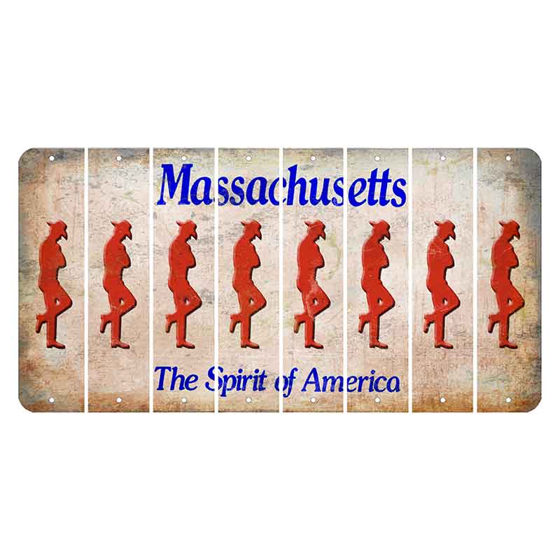 Massachusetts Spirit of America Cut License Plate Strips (Set of 8) Cowboy - Leaning