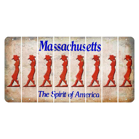 Massachusetts Spirit of America Cut License Plate Strips (Set of 8) Cowgirl - Leaning