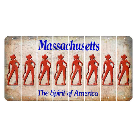 Massachusetts Spirit of America Cut License Plate Strips (Set of 8) Cowgirl