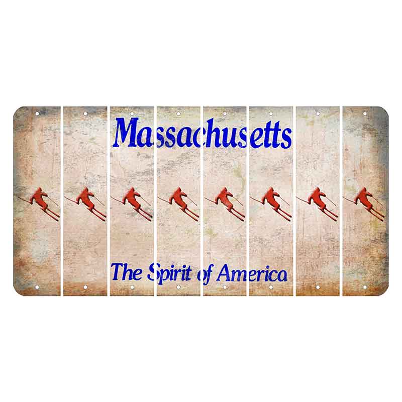 Massachusetts Spirit of America Cut License Plate Strips (Set of 8) Skier