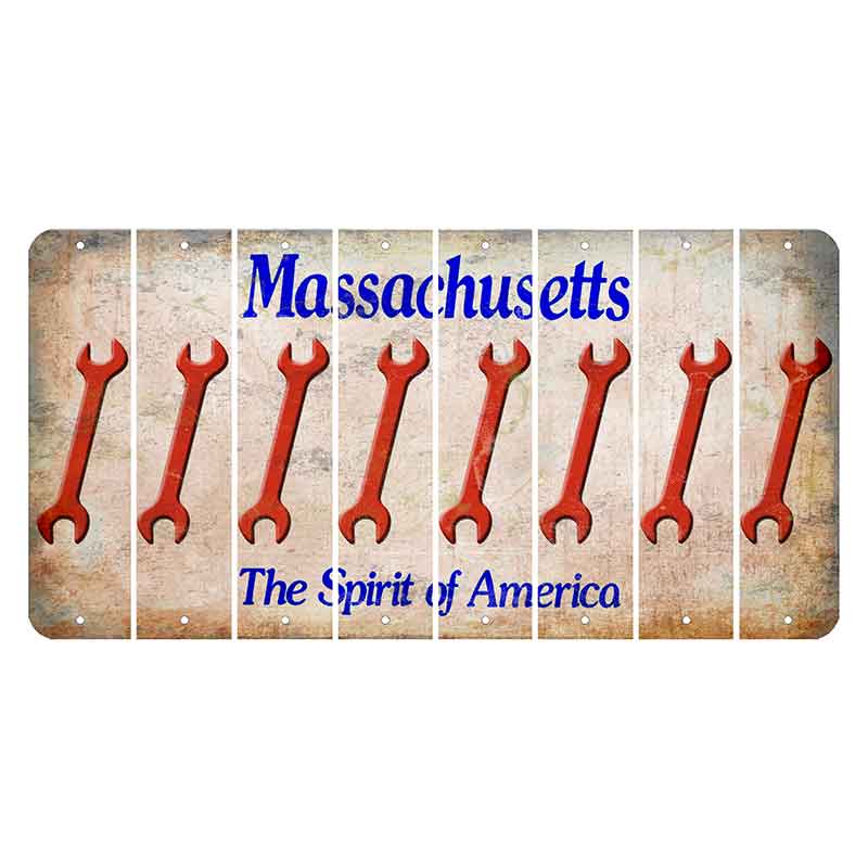 Massachusetts Spirit of America Cut License Plate Strips (Set of 8) Wrench