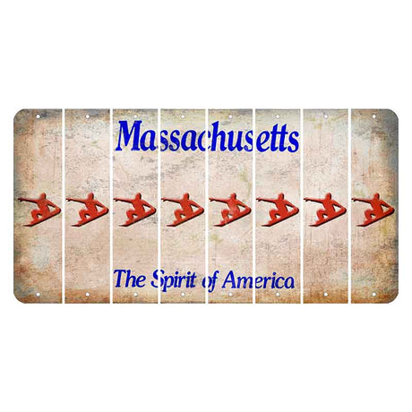 Massachusetts Spirit of America Cut License Plate Strips (Set of 8) Snowboarder