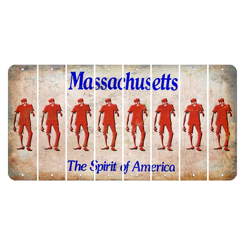 Massachusetts Spirit of America Cut License Plate Strips (Set of 8) Zombie