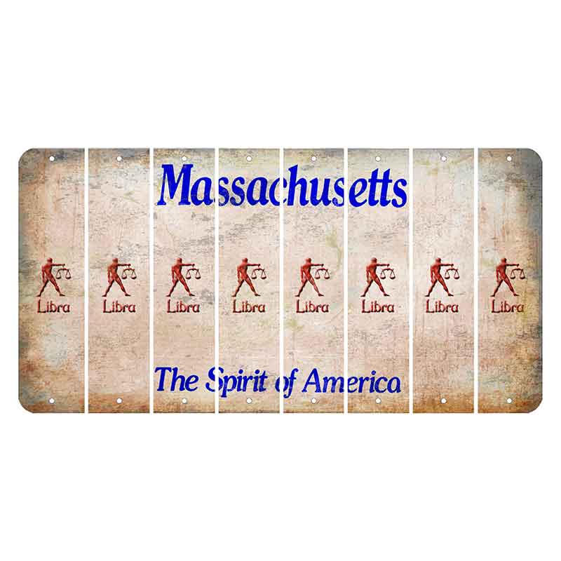 Massachusetts Spirit of America Cut License Plate Strips (Set of 8) Zodiac Sign - Libra