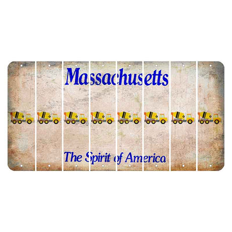 Massachusetts Spirit of America Cut License Plate Strips (Set of 8) Cement Truck