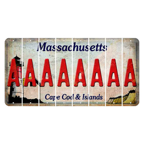 Massachusetts Cape Cod Cut License Plate Strips (Set of 8) A