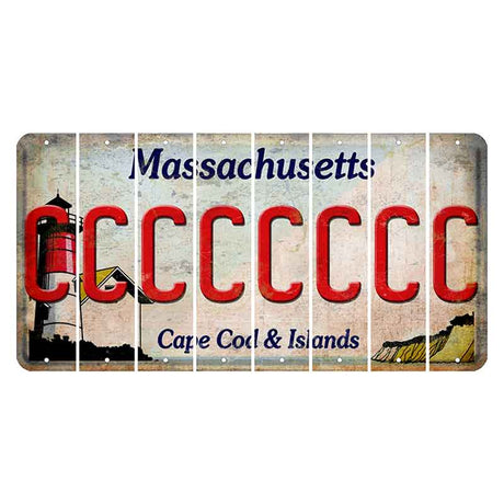 Massachusetts Cape Cod Cut License Plate Strips (Set of 8) C