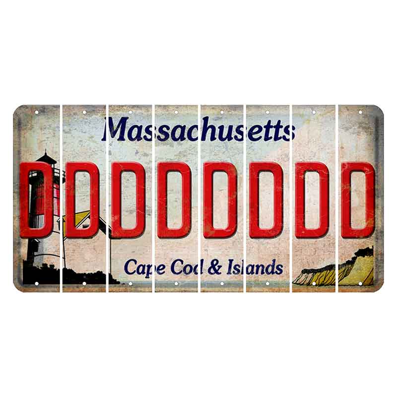 Massachusetts Cape Cod Cut License Plate Strips (Set of 8) D