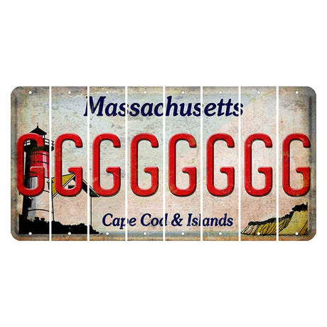 Massachusetts Cape Cod Cut License Plate Strips (Set of 8) G