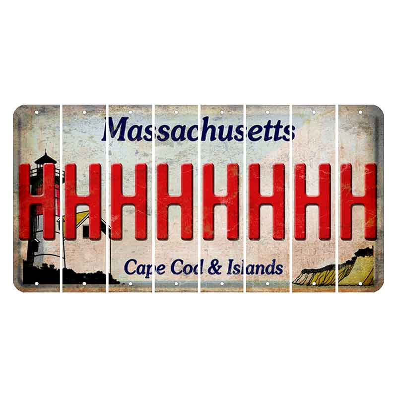 Massachusetts Cape Cod Cut License Plate Strips (Set of 8) H