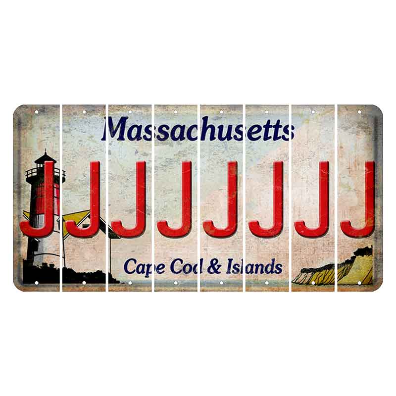 Massachusetts Cape Cod Cut License Plate Strips (Set of 8) J