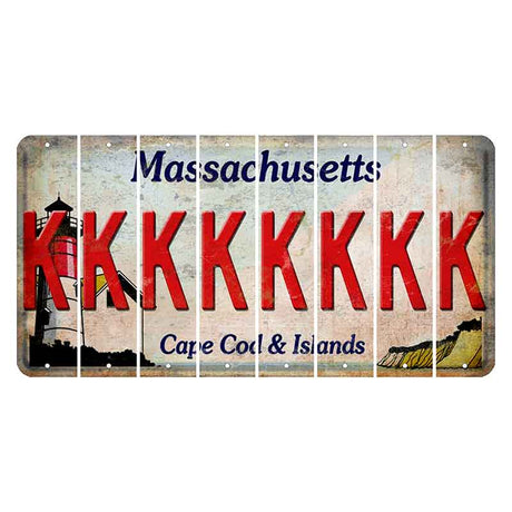 Massachusetts Cape Cod Cut License Plate Strips (Set of 8) K