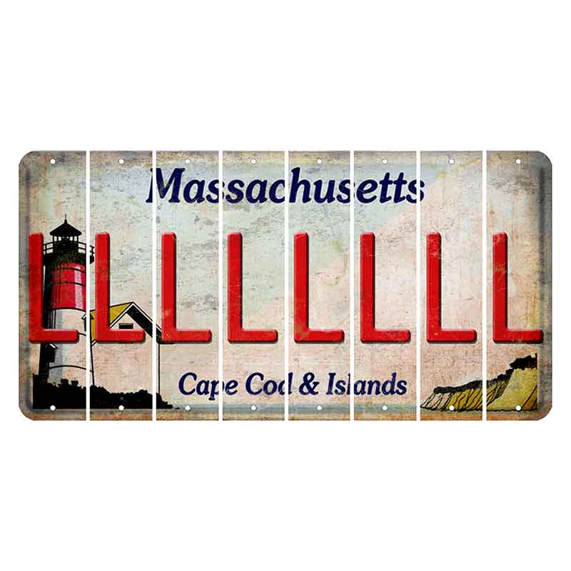 Massachusetts Cape Cod Cut License Plate Strips (Set of 8) L