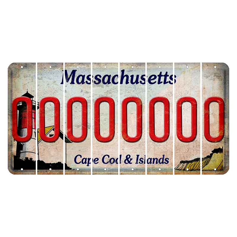 Massachusetts Cape Cod Cut License Plate Strips (Set of 8) O