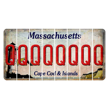 Massachusetts Cape Cod Cut License Plate Strips (Set of 8) Q